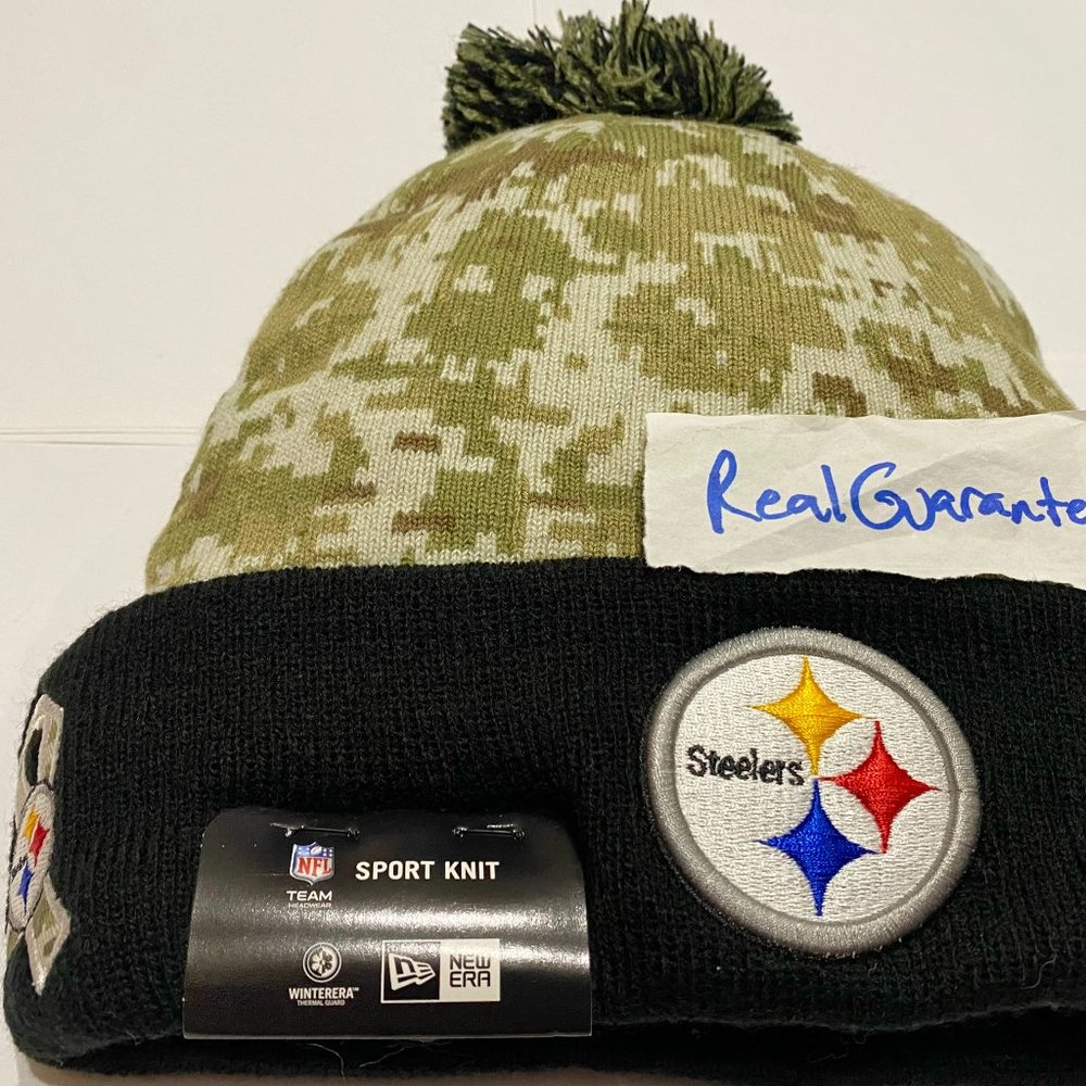 RARE 100% New Era 2015 Pittsburgh Steelers Salute To Service Knit Hat NFL Beanie
